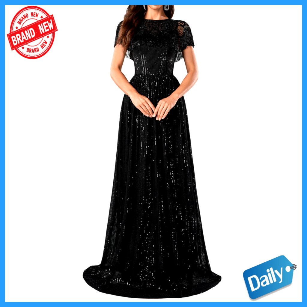Sequin Evening Gown Formal Prom Dress Maxi Cocktail Party Elegant Sleeveless